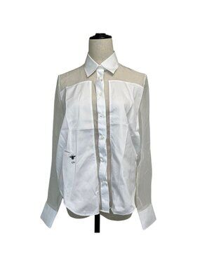 Dior Sheer Cut Replacement Blouse 40 White